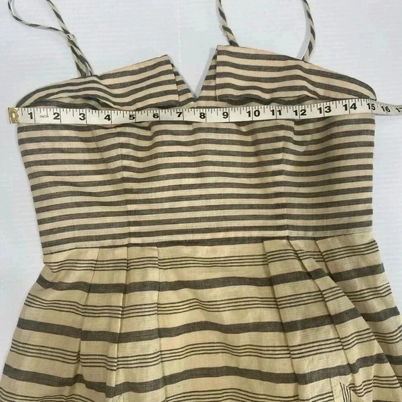 Anthropologie Maeve Changing Stripes Dress Beige Yellow Black Green Size 2 - Picture 15 of 15
